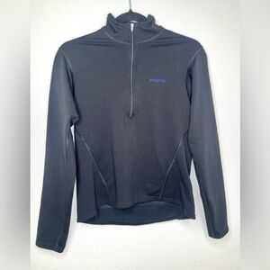 Patagonia Pullover Top Womens Cool Weather Long Sleeve Black 1/4 zip